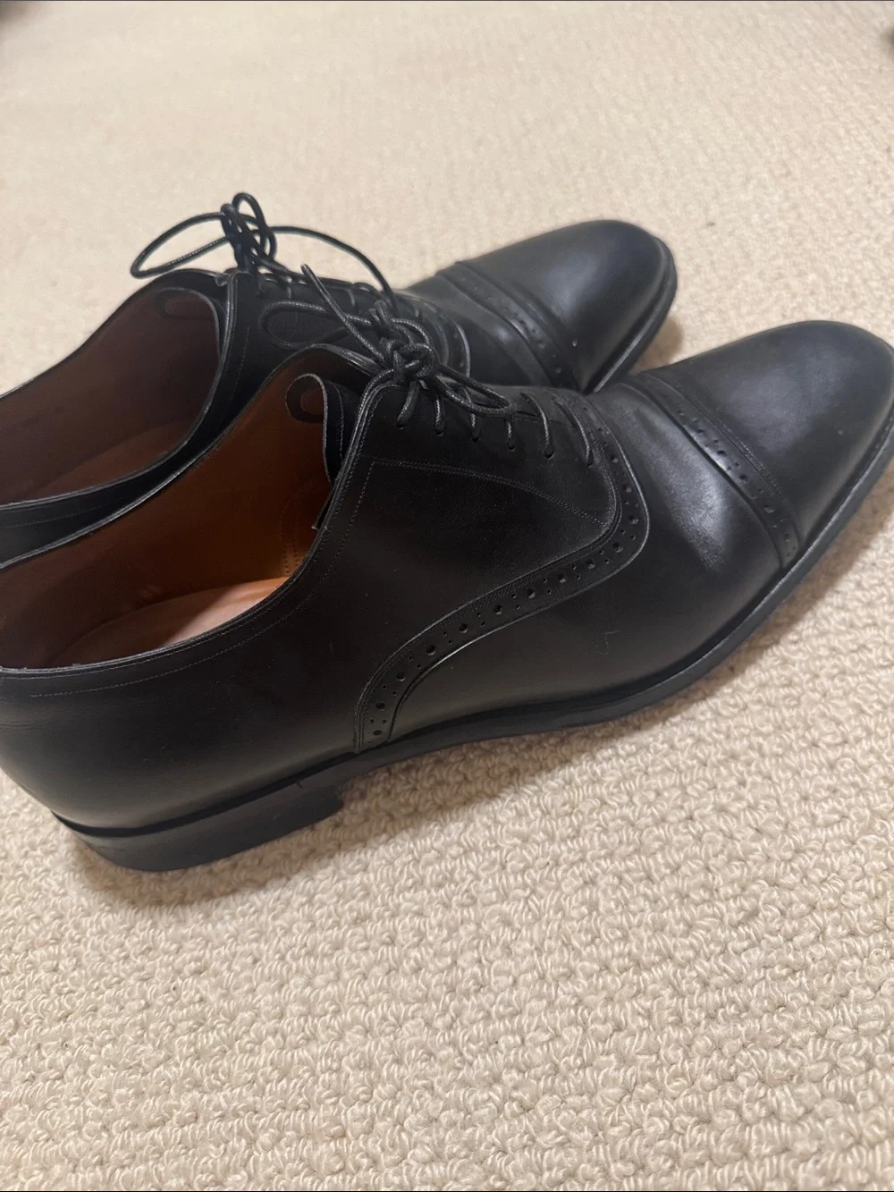 Bally Black Leather Cap-Toe Derby Shoes